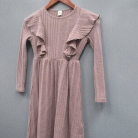 Girls Dress Size 8 Y Light Burgundy Round Neck Long Sleeve Dress Outfit - Picture 9 of 9